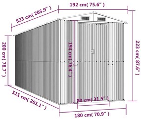 ΑΠΟΘΗΚΗ ΚΗΠΟΥ ΠΡΑΣΙΝΗ 192X523X223 ΕΚ. ΓΑΛΒΑΝΙΣΜΕΝΟ ΑΤΣΑΛΙ 3147431