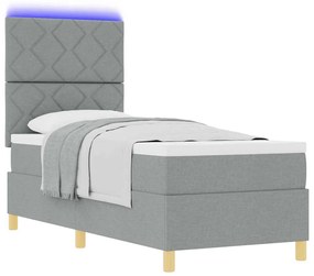 vidaXL Κρεβάτι με ελατήρια με στρώμα Ανοιχτό γκρι 80 x 200 cm ύφασμα