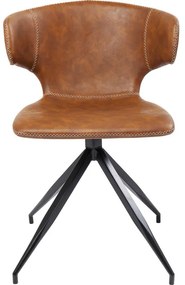 Καρέκλα Rusty Δερματίνη  Καφέ 55x54x79εκ - Καφέ