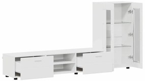 vidaXL Σετ επίπλου τηλεόρασης με ράφι FLORIN Λευκό Επεξεργασμένο ξύλο