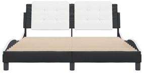 vidaXL Πλαίσιο Κρεβατιού με Κεφαλάρι Μαύρο/Λευκό 160x200εκ Συνθ. Δέρμα