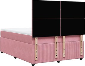 vidaXL Κρεβάτι Boxspring με Στρώμα Ροζ 160x200 εκ. Βελούδινο
