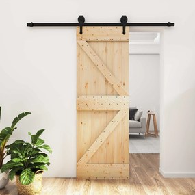 vidaXL Συρόμενη Πόρτα Φυσικό και Μαύρο 70 x 210 cm