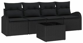 vidaXL Σετ Καναπέ Κήπου με μαξιλάρι 5 pcs Μαύρο 55 x 55 x 37 εκ