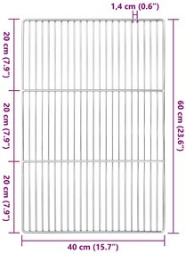 vidaXL Σχάρα ψησίματος Ασημί 60 x 40 cm Ανοξείδωτο ατσάλι