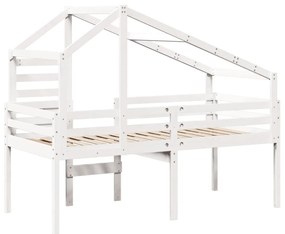 vidaXL Κρεβάτι Υπερυψωμένο με Οροφή 75x190εκ. από Μασίφ Ξύλο Πεύκου