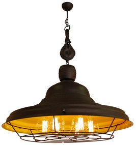 Φωτιστικό Οροφής  HL-300W-6P DRONE BROWN RUSTY &amp; YELLOW PENDANT - Μέταλλο - 77-3215