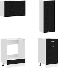 vidaXL Μονάδα κουζίνας LYON 8 pcs Μαύρη Δρυς Επεξεργασμένο Ξύλο