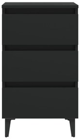 vidaXL Κομοδίνo Μαύρο 40 x 35 x 69 εκ. με Μεταλλικά Πόδια