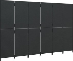 vidaXL Διαχωριστικό Δωματίου 6 Πάνελ Μαύρο από Συνθετικό Ρατάν