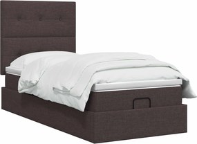 vidaXL Κρεβάτι Ottoman με στρώμα Σκούρο Καφέ 100 x 200 cm Ύφασμα