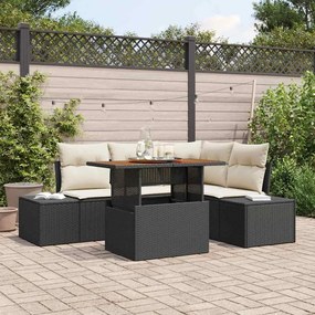 vidaXL Σετ Καναπέ Κήπου 5 pcs Μαύρο, Κρέμα 100 x 55 x 73 εκ