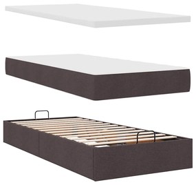 Οθωμανικό κρεβάτι με στρώμα σκούρο καφέ 90x190cm ύφασμα 3313039