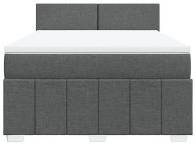 Κρεβάτι Boxspring με Στρώμα Σκούρο Γκρι 140x190 εκ. Υφασμάτινο - Γκρι