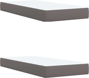 vidaXL Κρεβάτι Boxspring με Στρώμα Γκρι 200x200 εκ. Συνθετικό Δέρμα