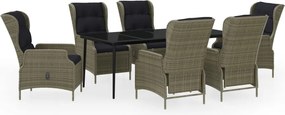 vidaXL Σετ Τραπεζαρίας Κήπου 7 Τεμαχίων Καφέ