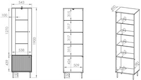 Βιτρίνα Madison AG101, Κασμίρι, Με πόρτες, Ο αριθμός των θυρών: 2, 190x54x40cm, 43 kg | Epipla1.gr