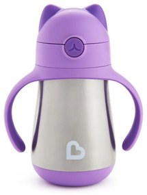 Παγούρι - Θερμός Παιδικό Με Καλαμάκι Cool Cat 237ml Purple Munchkin 237ml Ανοξείδωτο Ατσάλι