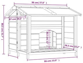 Σπίτι Σκύλου Γκρι 96 x 87 x 80,5 εκ. από Μασίφ Ξύλο Πεύκου - Γκρι