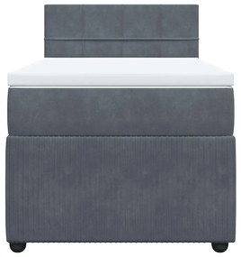 vidaXL Κρεβάτι Boxspring με Στρώμα Σκούρο Γκρι 90x190 εκ. Βελούδινο