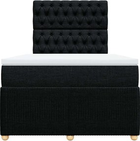 vidaXL Κρεβάτι Boxspring με Στρώμα Μαύρο 120x190 εκ. Υφασμάτινο