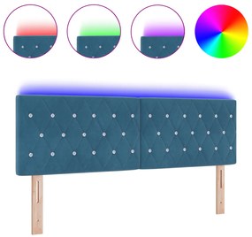 vidaXL LED Κεφαλή κρεβατιού με καπιτονέ κρύσταλλο Σκούρα μπλε 80 εκ Βελούδο