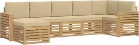 vidaXL Σειρά Καναπέ Εξωτερικού 7 pcs Λευκό και Μπεζ
