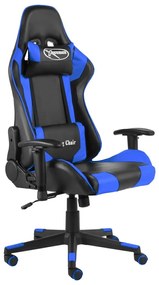 Καρέκλα Gaming Περιστρεφόμενη Μπλε PVC - Μπλε