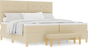 vidaXL Κρεβάτι με ελατήρια με στρώμα Κρεμ 200 x 200 cm ύφασμα