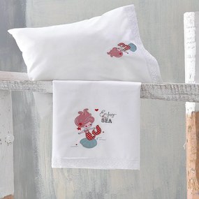 Σεντόνια Βρεφικά Σετ 3τμχ Με Κέντημα Little Mermaid Multi Ρυθμός Cradle 105x160cm 100% Cotton
