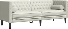 vidaXL Καναπές Διθέσιος Chesterfield με Στηρίγματα Κρεμ Βελούδο