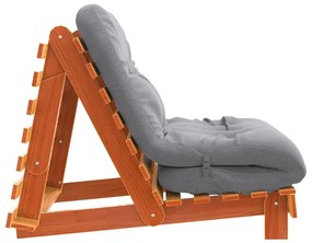 vidaXL Καναπές Κρεβάτι Futon με Στρώμα 80x206x11 εκ. Μασίφ Ξύλο Πεύκου