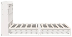 Κρεβάτι Βιβλιοθήκη Χωρίς Στρώμα 140x190 εκ Μασίφ Ξύλο Πεύκου - Λευκό