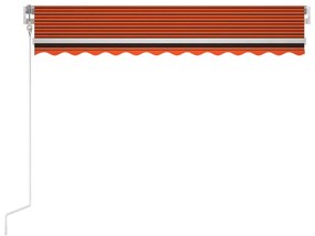 Τέντα Αυτόματη με LED &amp; Αισθ. Ανέμου Πορτοκαλί/Καφέ 300x250 εκ. - Πολύχρωμο