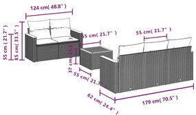 vidaXL Σαλόνι Κήπου 6 Τεμαχίων από Γκρι Συνθετικό Ρατάν με Μαξιλάρια