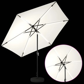 vidaXL Ομπρέλα Κήπου με LED Φώτα και Βάση 300 x 300 cm Πολυεστέρας