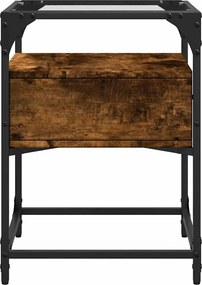 vidaXL Κομοδίνα 2 τεμ. Καπνιστή Δρυς 40x40x55 εκ. Επεξεργ. Ξύλο
