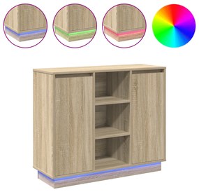 vidaXL Μπουφέ με LED Sonoma Oak 90x32x75 εκ Επεξεργασμένο ξύλο