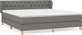 vidaXL Κρεβάτι Boxspring με Στρώμα Σκούρο Γκρι 160x200 εκ Υφασμάτινο