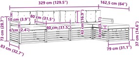 vidaXL Σειρά Καναπέ Εξωτερικού 5 pcs Λευκό και Μπεζ Πολυεστέρας