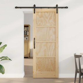 vidaXL Συρόμενη Πόρτα Φυσικό και μαύρο 73.5 x 198.5 εκ.