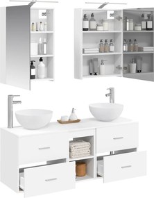 vidaXL Σετ Επίπλων Μπάνιου 5 pcs Λευκό Επεξεργασμένο Ξύλο και Γυαλί