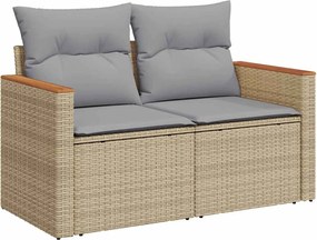 vidaXL Σετ Καναπέ Κήπου με μαξιλάρι 8 pcs Μπεζ Πολυ ράταν