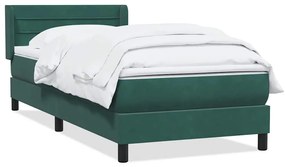 vidaXL Κρεβάτι Boxspring με Στρώμα Σκούρο Πράσινο 100x210εκ. Βελούδινο