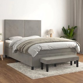 ΚΡΕΒΑΤΙ BOXSPRING ΜΕ ΣΤΡΩΜΑ ΑΝΟΙΧΤΟ ΓΚΡΙ 140X190 ΕΚ. ΒΕΛΟΥΔΙΝΟ 3137719