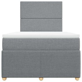 vidaXL Κρεβάτι Boxspring με Στρώμα Ανοιχτό Γκρι 120x200 εκ. Υφασμάτινο