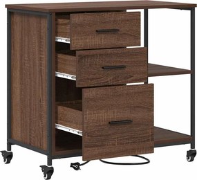 vidaXL Ντουλάπα με Σταθμό Φόρτισης Καφέ δρυς 76 x 41 x 72 cm