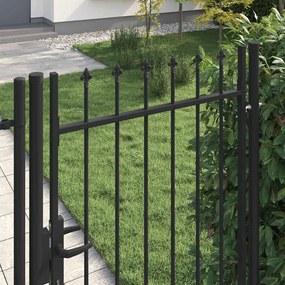 vidaXL Καγκελόπορτα Μονή με Ακίδες Μαύρη 1 x 1,75 μ. Ατσάλινη