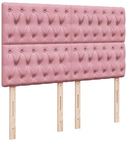 vidaXL Κρεβάτι Boxspring με Στρώμα Ροζ 140x200 εκ. Βελούδινο