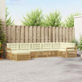 vidaXL Σειρά Καναπέ Εξωτερικού με μαξιλάρι 7 pcs Λευκό και Κρεμ